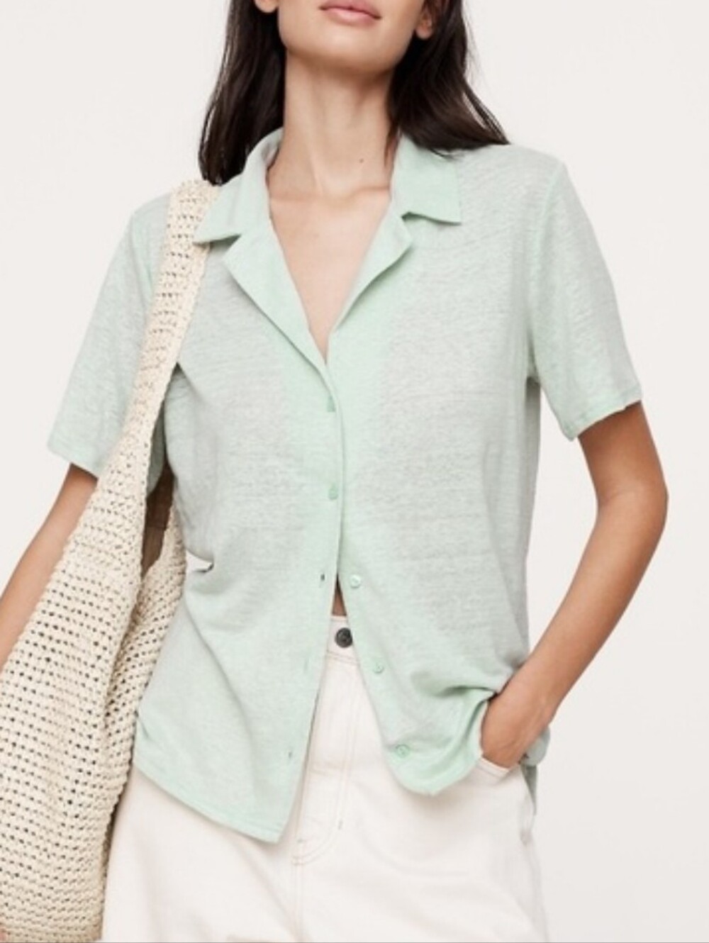 NEW Banana Republic Short Sleeved Linen Resort Shirt, Size Mediim